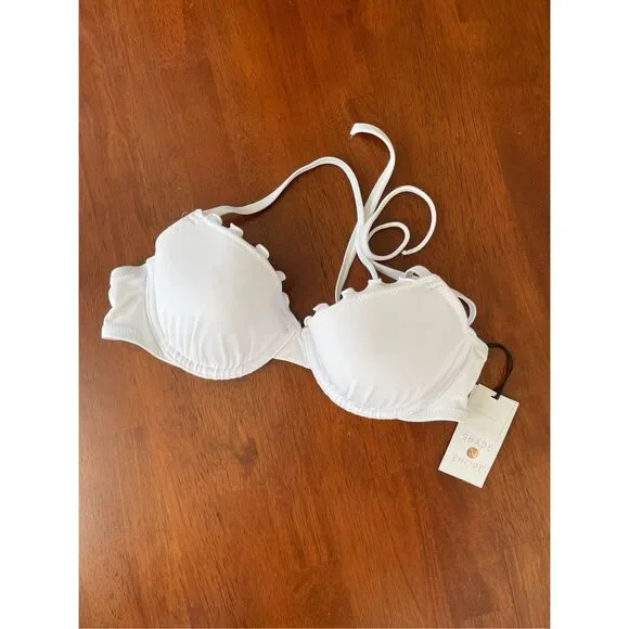 NWT Shade & Shore white halter bikini top Size 36 B - Picture 1 of 5